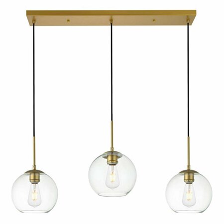 CLING Baxter 3 Lights Pendant Ceiling Light with Clear Glass Brass CL2945032